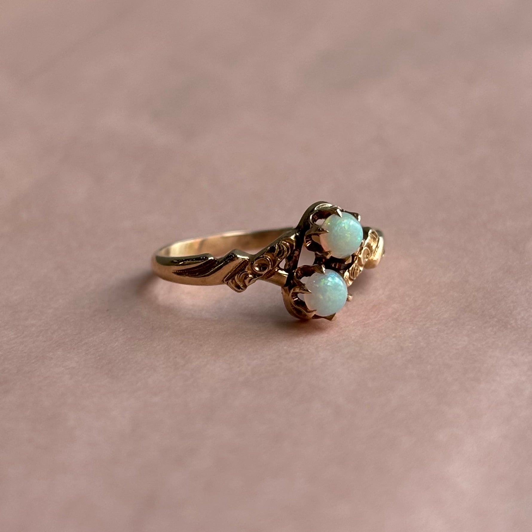 Double Opal Ring | 10K Yellow Gold | Vintage