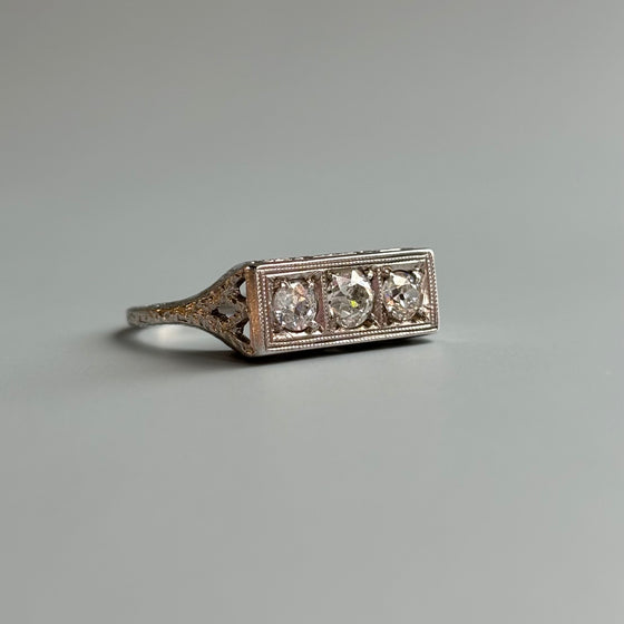 1920 Three Stone Diamond Ring