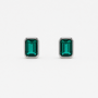 Emerald Cut Bezel Studs | Emerald | Sterling Silver
