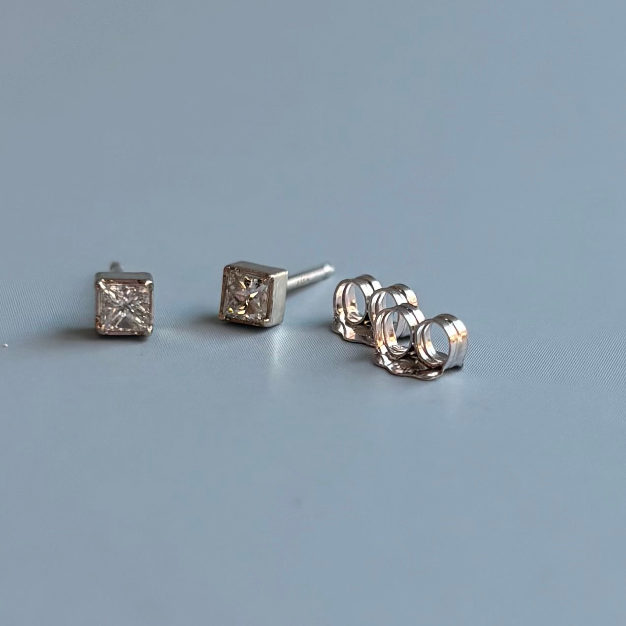 Lab-Grown Princess Cut Diamond Stud Earrings | 0.20 CTW | 14K White Gold