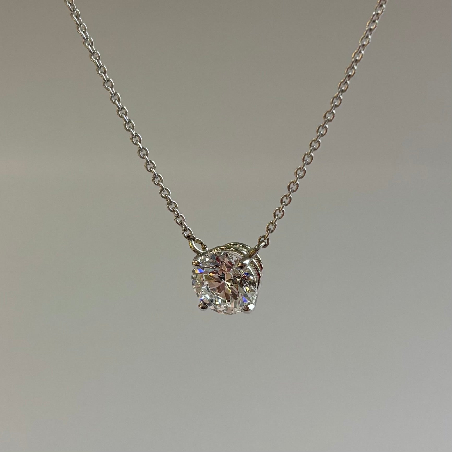 Lab-Grown Diamond Solitaire Necklace | 1.32 Carat | 14K White Gold | IGI Certified