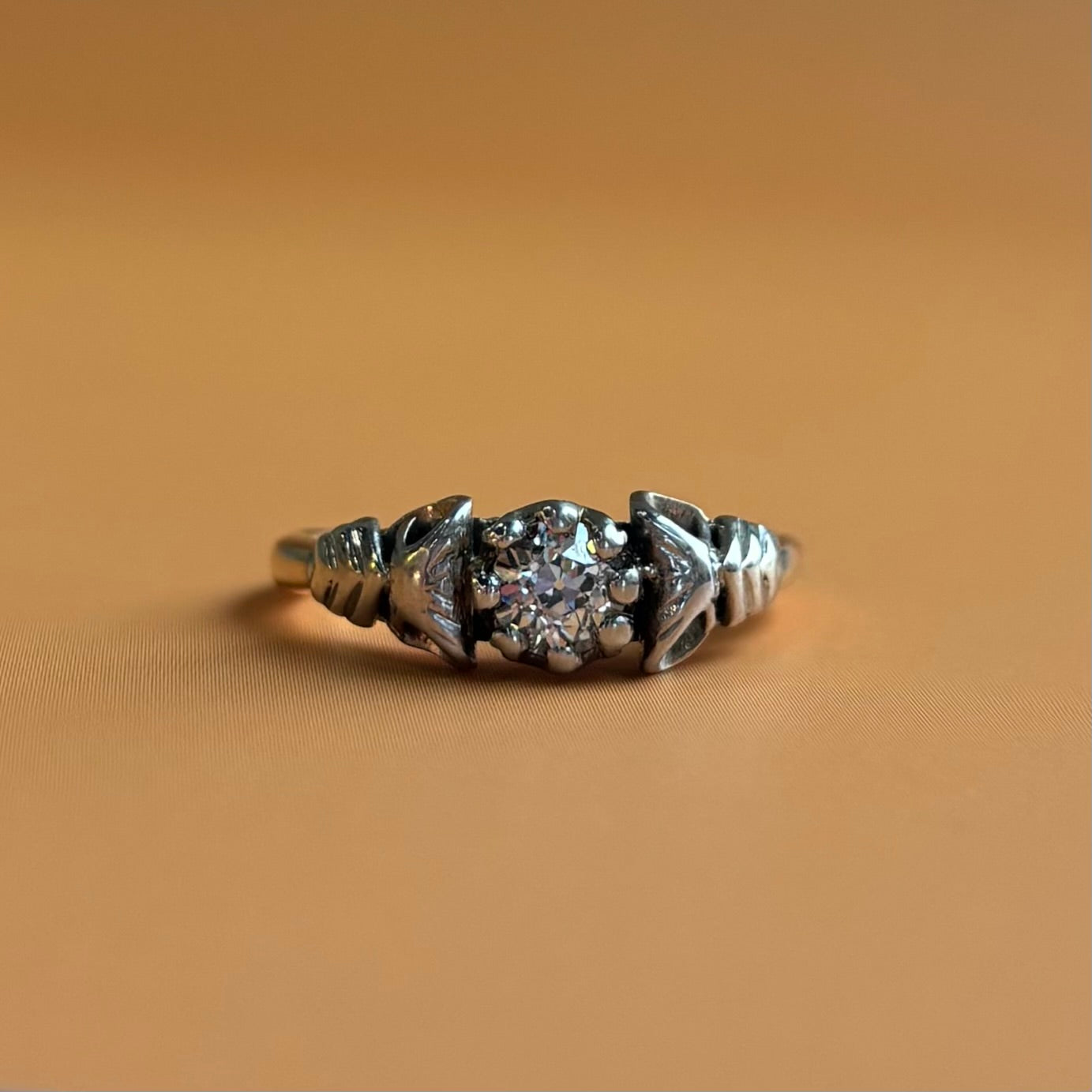 0.35CT Old European Cut Diamond Arrow Tree Ring | Vintage