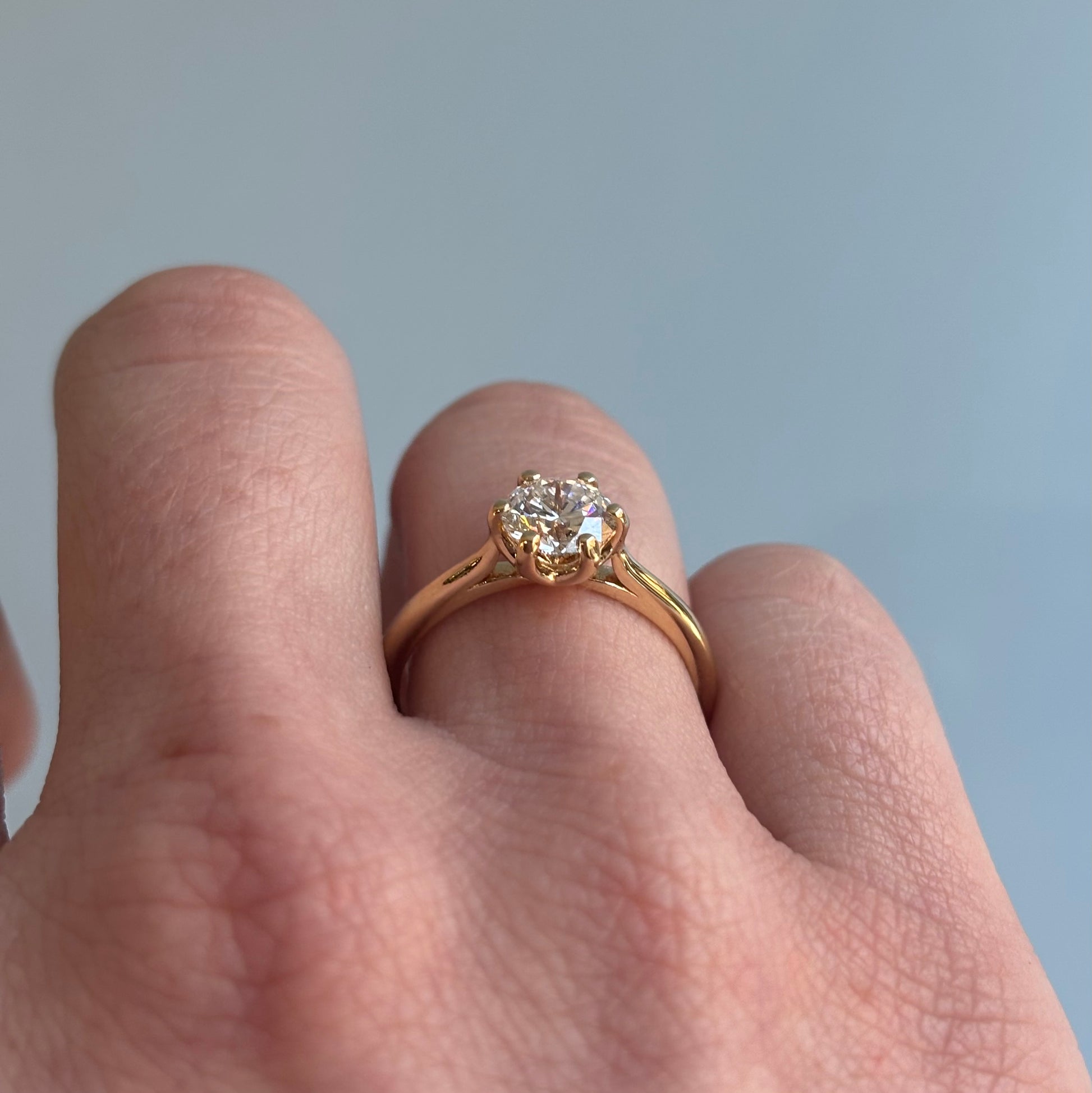 Lotus Flower Lab-Grown Diamond Solitaire | 1.02 CT | 14K Yellow Gold | D Color, VVS2 Clarity