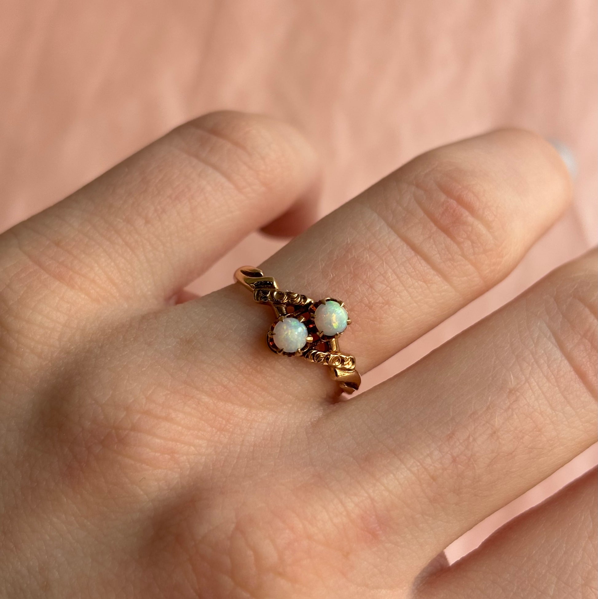 Double Opal Ring | 10K Yellow Gold | Vintage