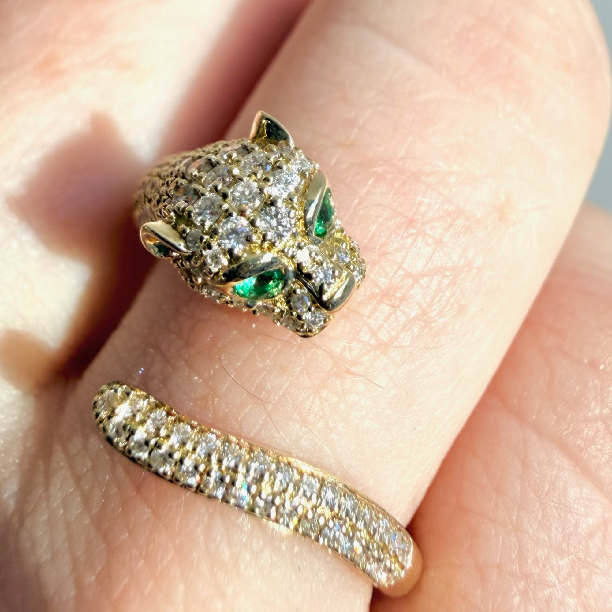Panther Pave Wrap Ring | 14K Yellow Gold