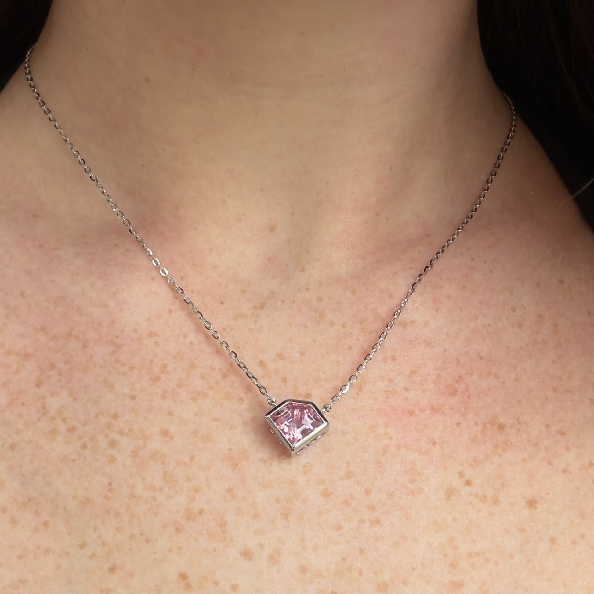 The Shield Necklace | Pink Sapphire | Sterling Silver