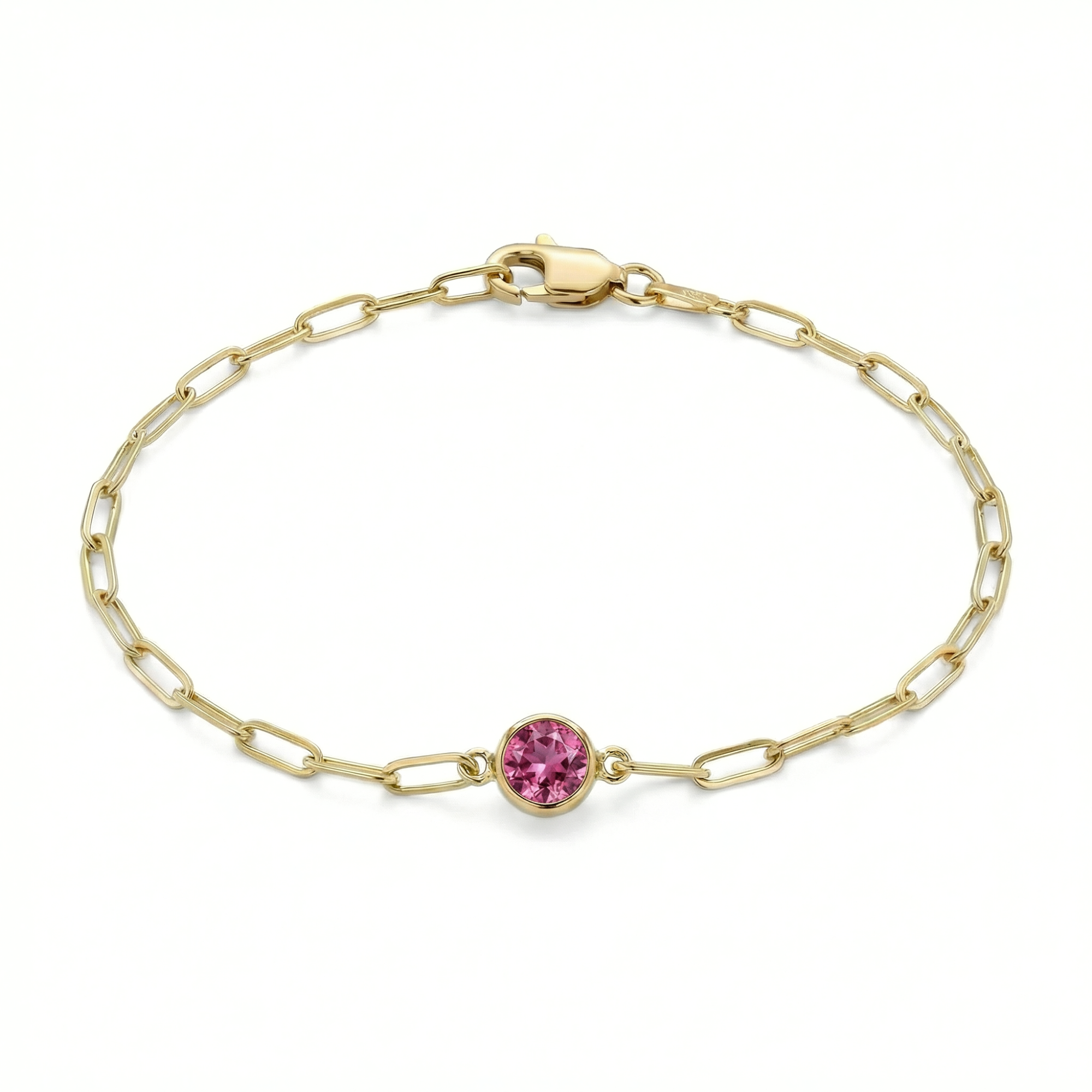The Paperclip Bezel Bracelet | Pink Tourmaline