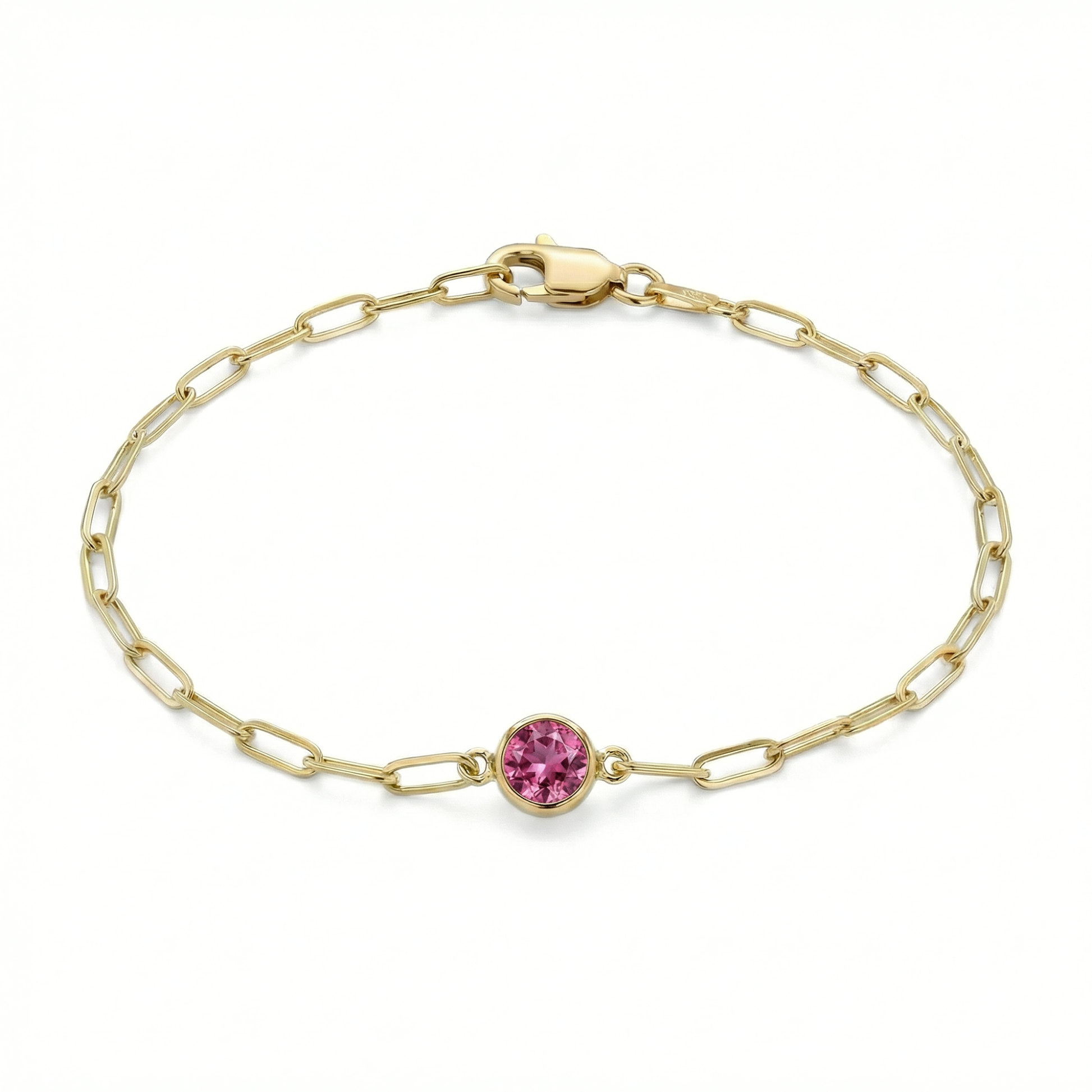 The Paperclip Bezel Bracelet | Pink Tourmaline