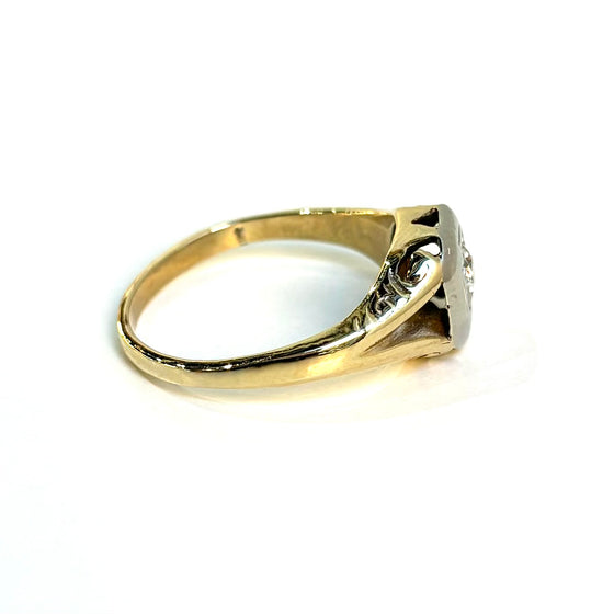 Art Deco Split-Shank Two-Tone Diamond Ring .25 ct