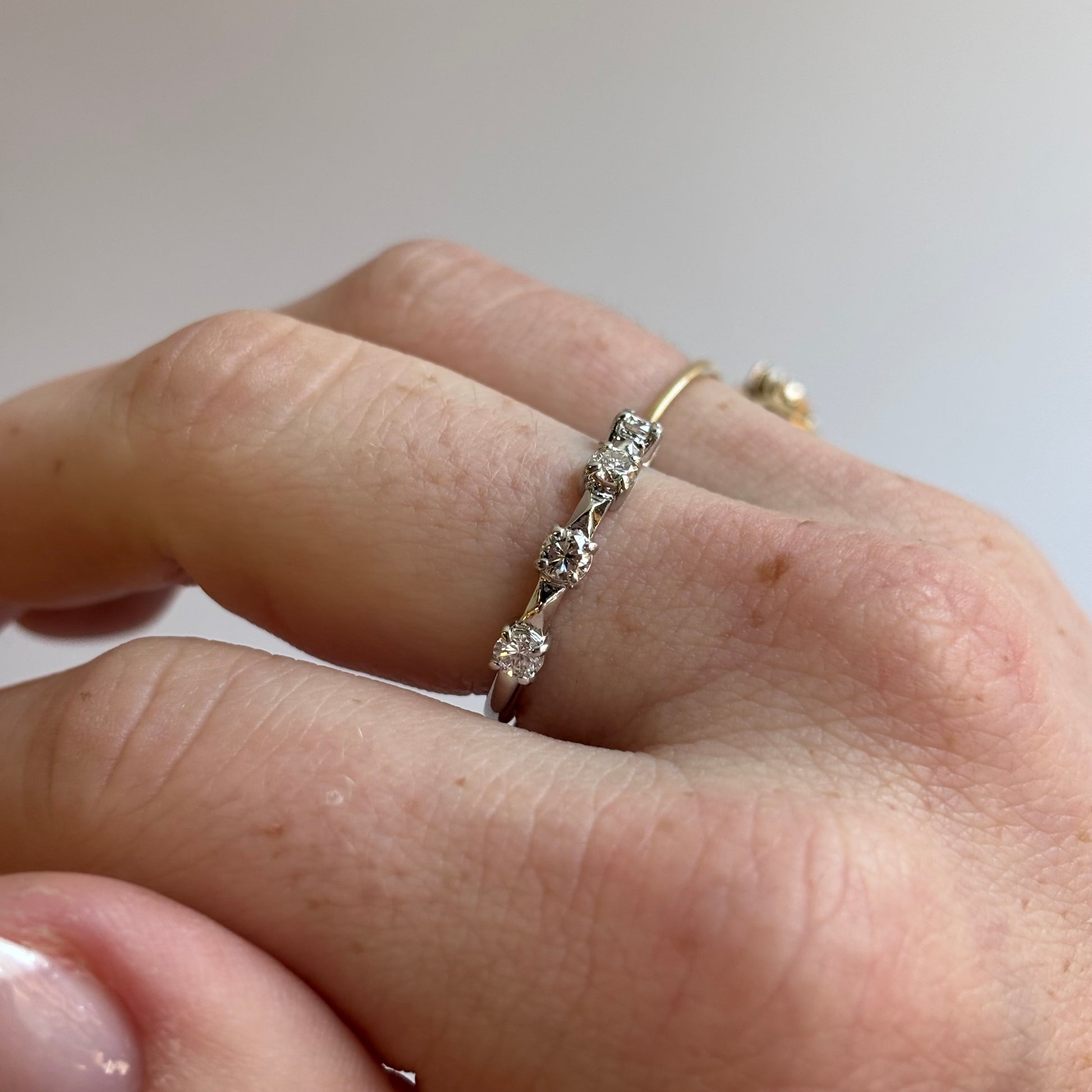 Natural Diamond Five Stone Ring | 0.54 CTW | 14K White Gold | G-H Color, VS1 Clarity