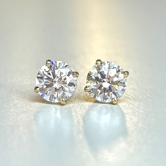 14k Yellow Gold Diamond Screw Back Studs 2.04 ct