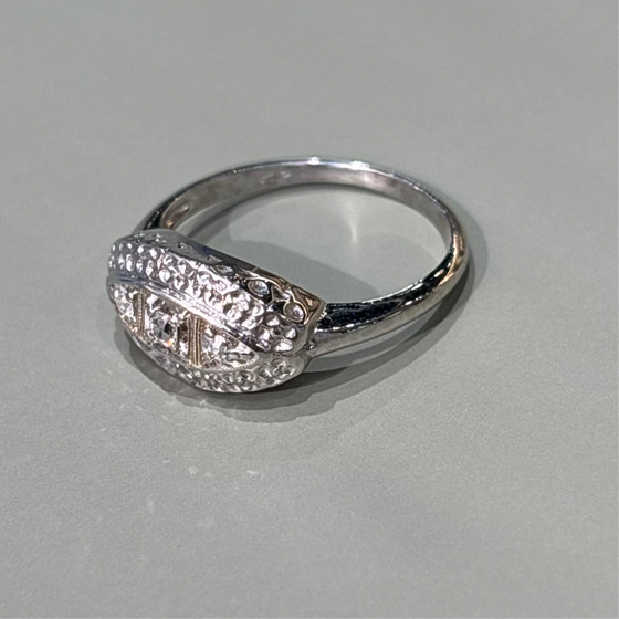 Art Deco Diamond Three Stone Ring .10 ct