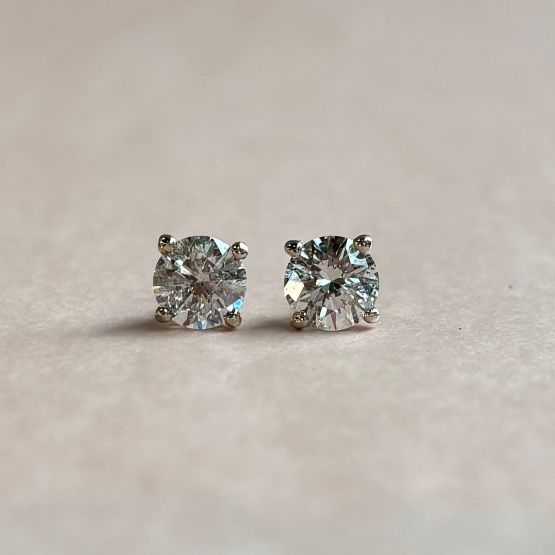 Natural Diamond Stud Earrings | 0.70 CTW  | 14K White Gold | D Color, VS1 Clarity