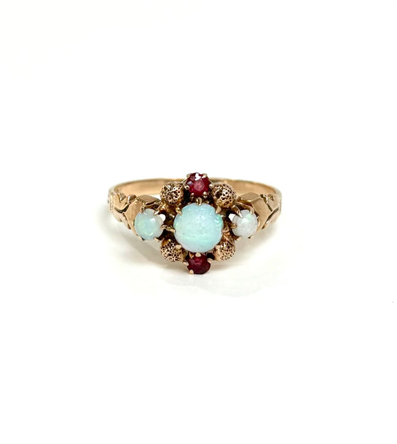 Opal and Garnet Ring