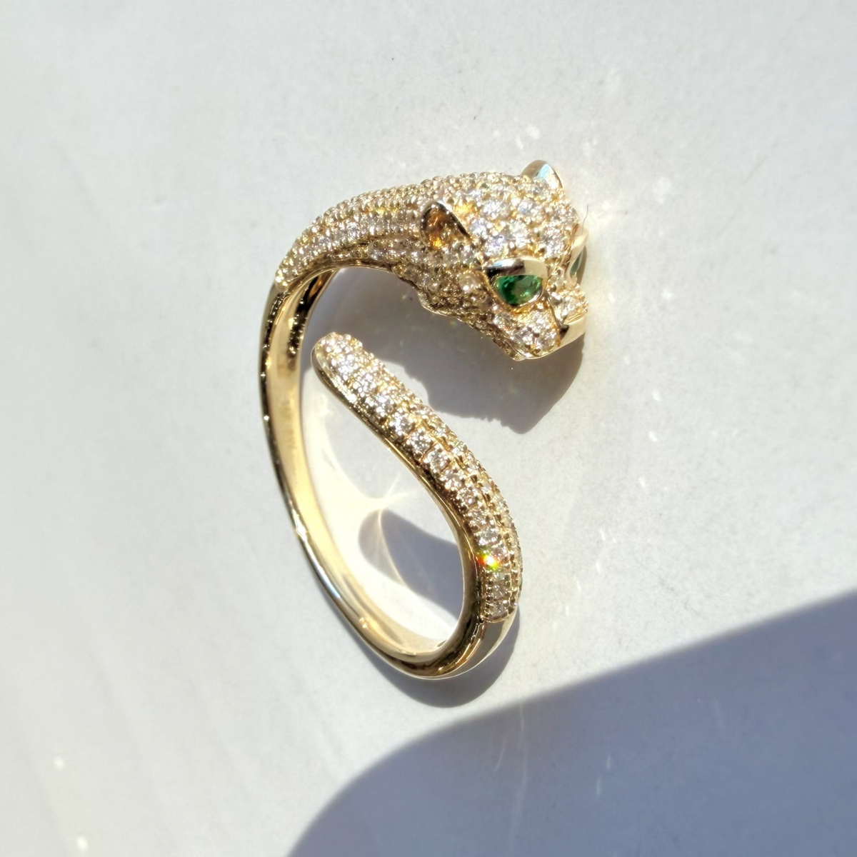 Panther Pave Wrap Ring | 14K Yellow Gold