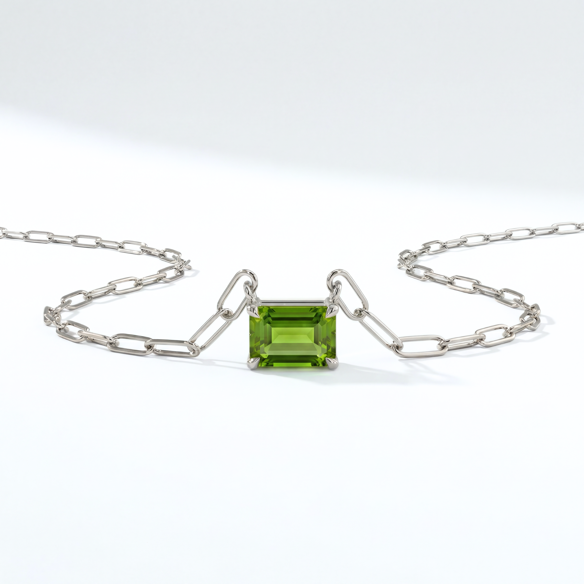 The Gemstone Paperclip Necklace | Peridot