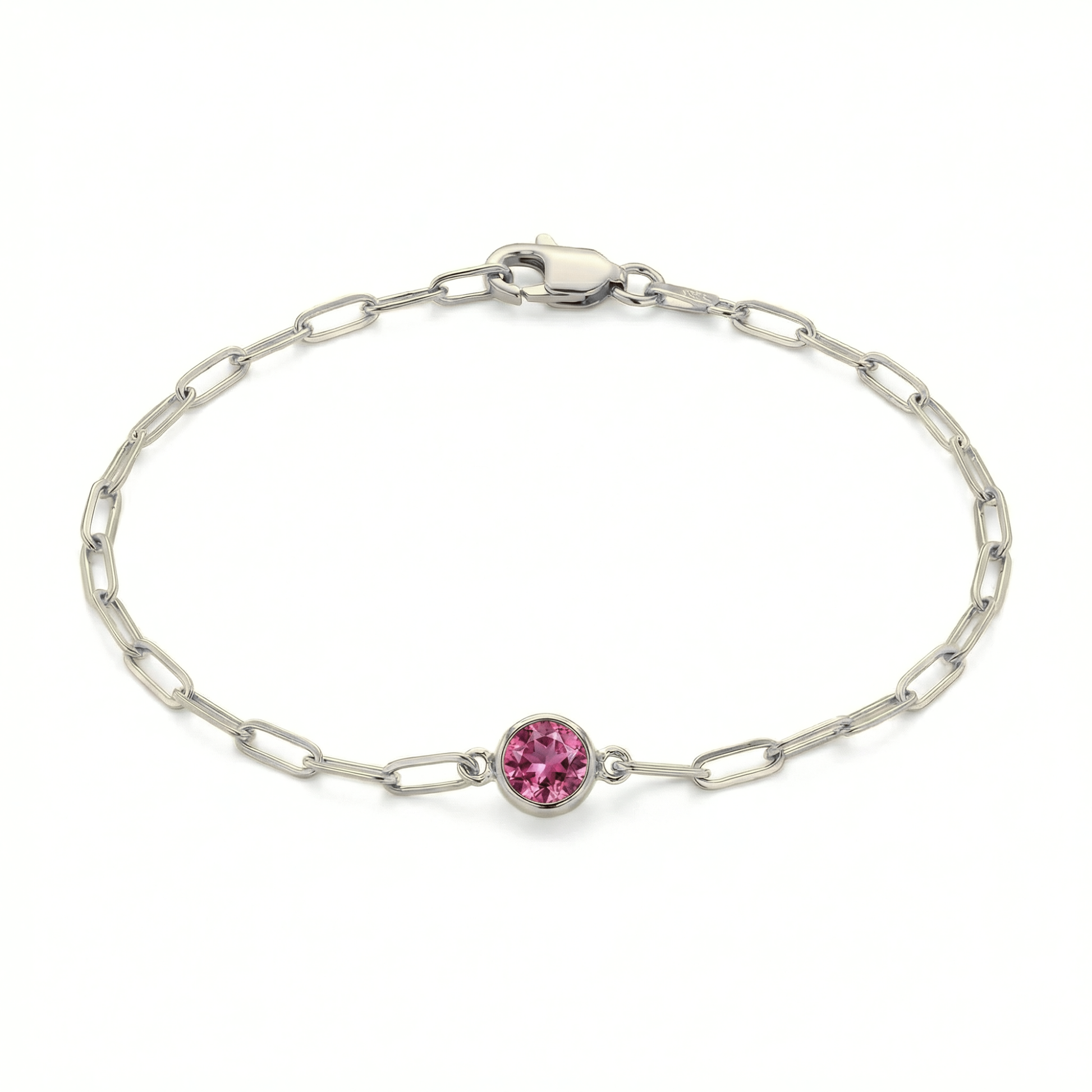 The Paperclip Bezel Bracelet | Pink Tourmaline