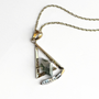 Kite Cut Moss Agate Necklace | 14K Two-Tone Gold