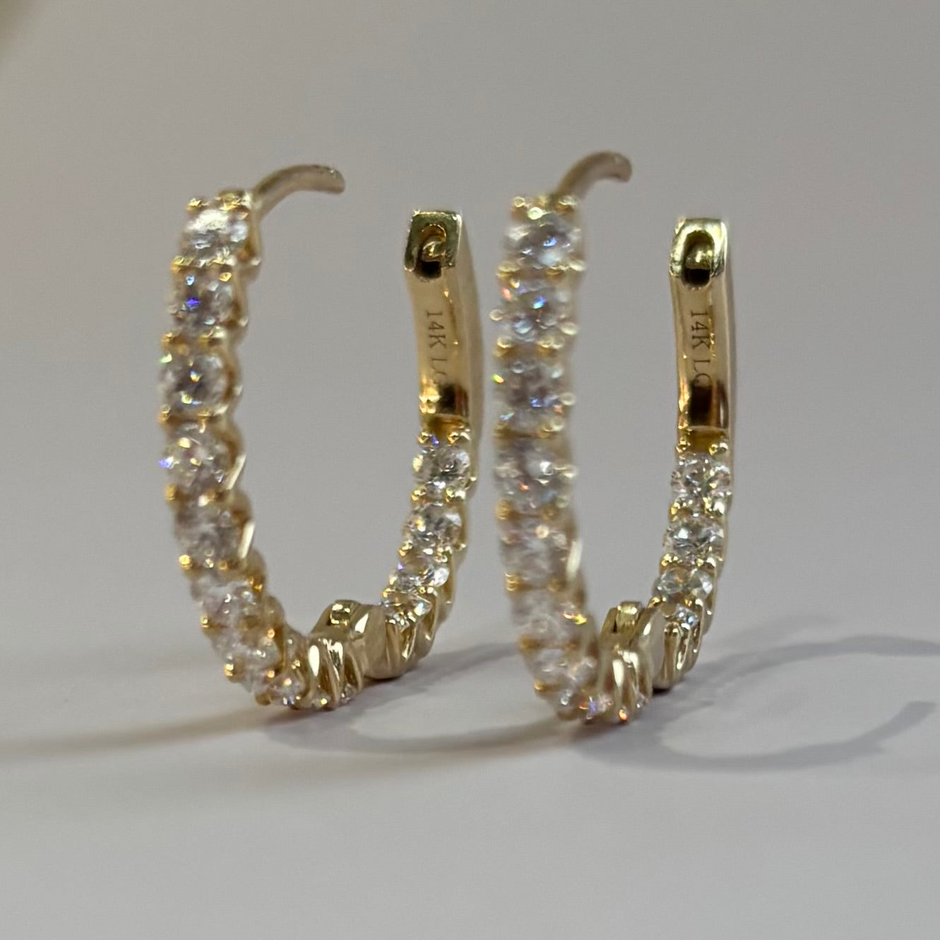 Lab-Grown Diamond Inside-Outside Hoop Earrings | 2.32 CTW | 14K Yellow Gold
