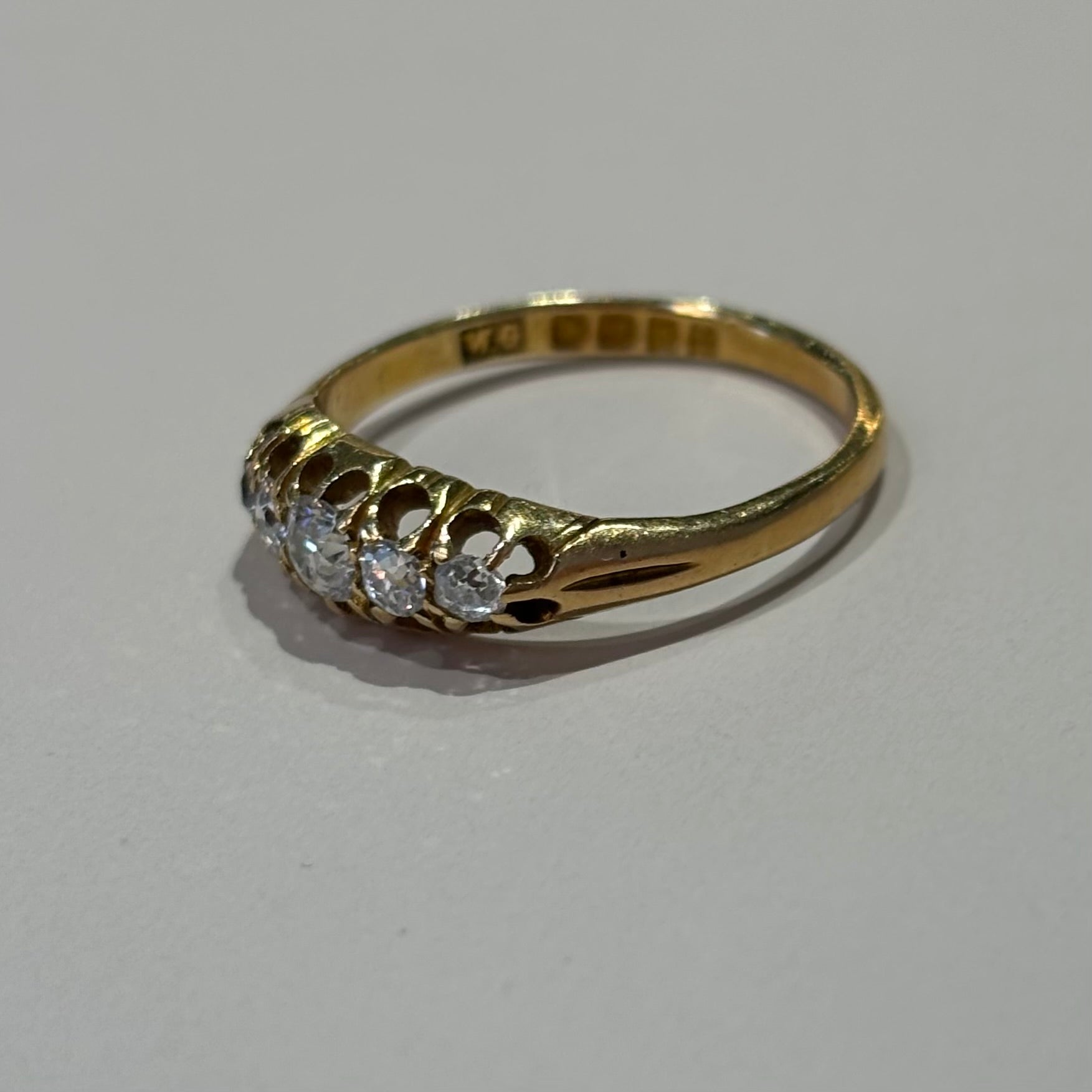 Five Stone Diamond Ring | Chester 1910 Hallmark | 18k Yellow Gold | Vintage