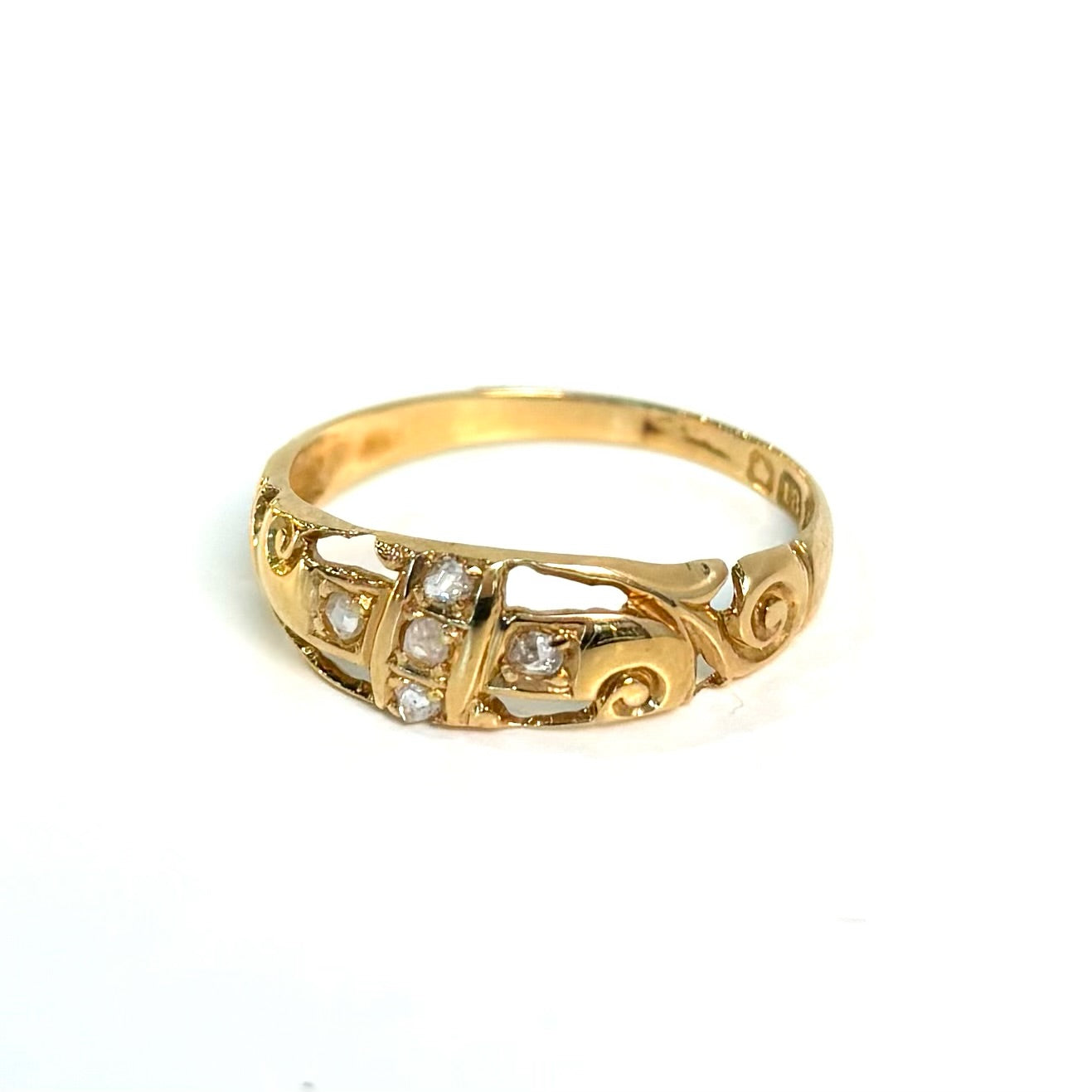 0.15CTW Rose Cut Diamond Band | 18K Yellow Gold | Vintage