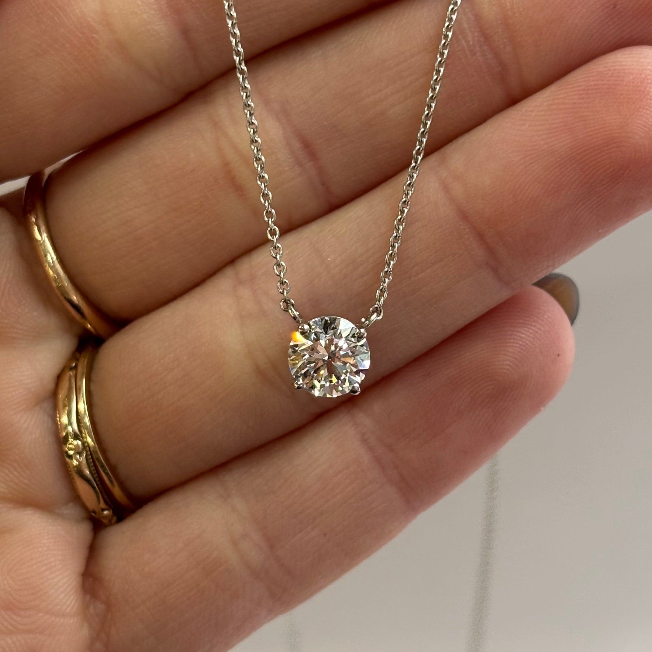 1.32Ct Lab-Grown Diamond Solitaire Necklace | 14K White Gold | IGI Certified