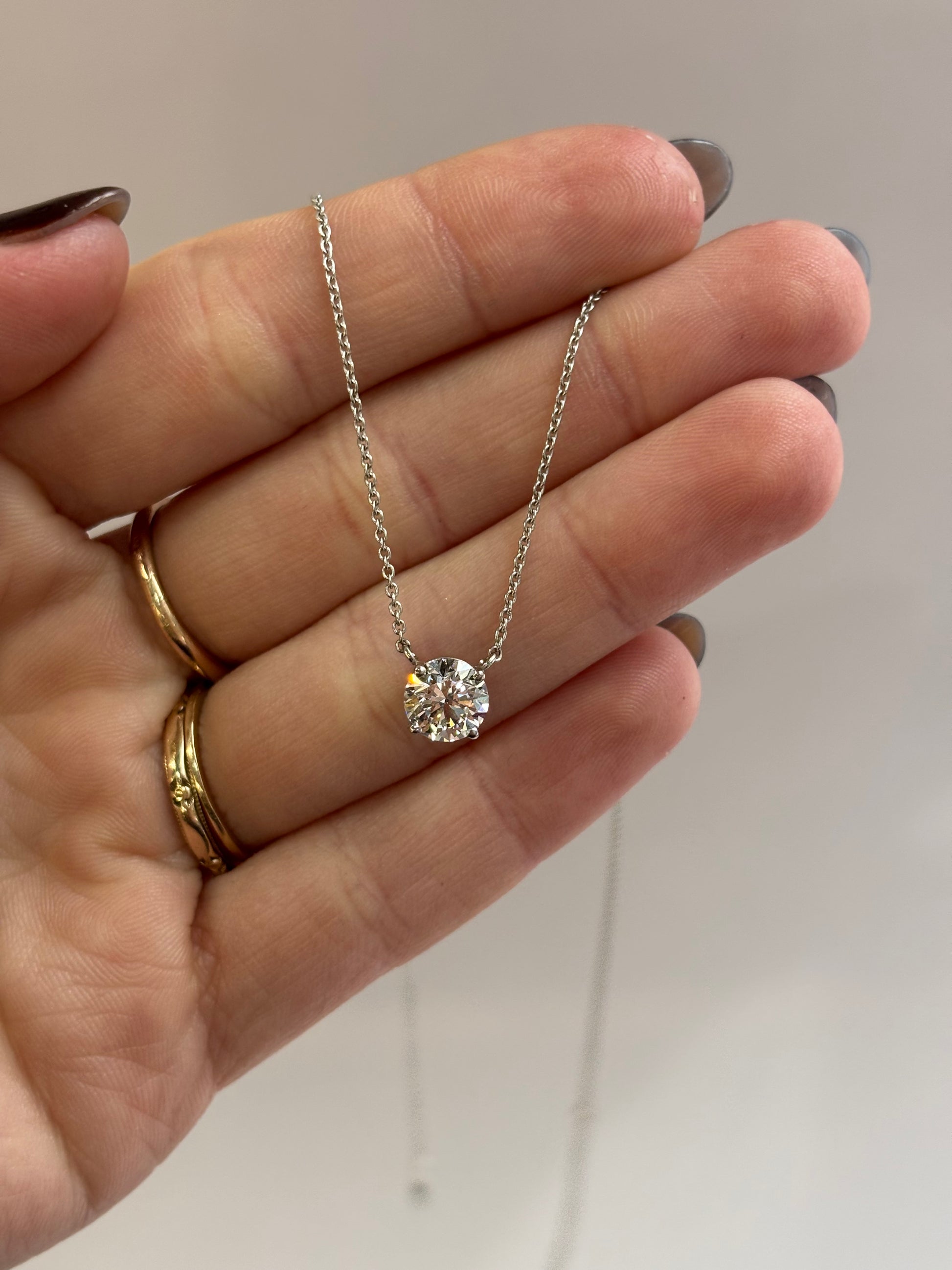 Lab-Grown Diamond Solitaire Necklace | 1.32 Carat | 14K White Gold | IGI Certified