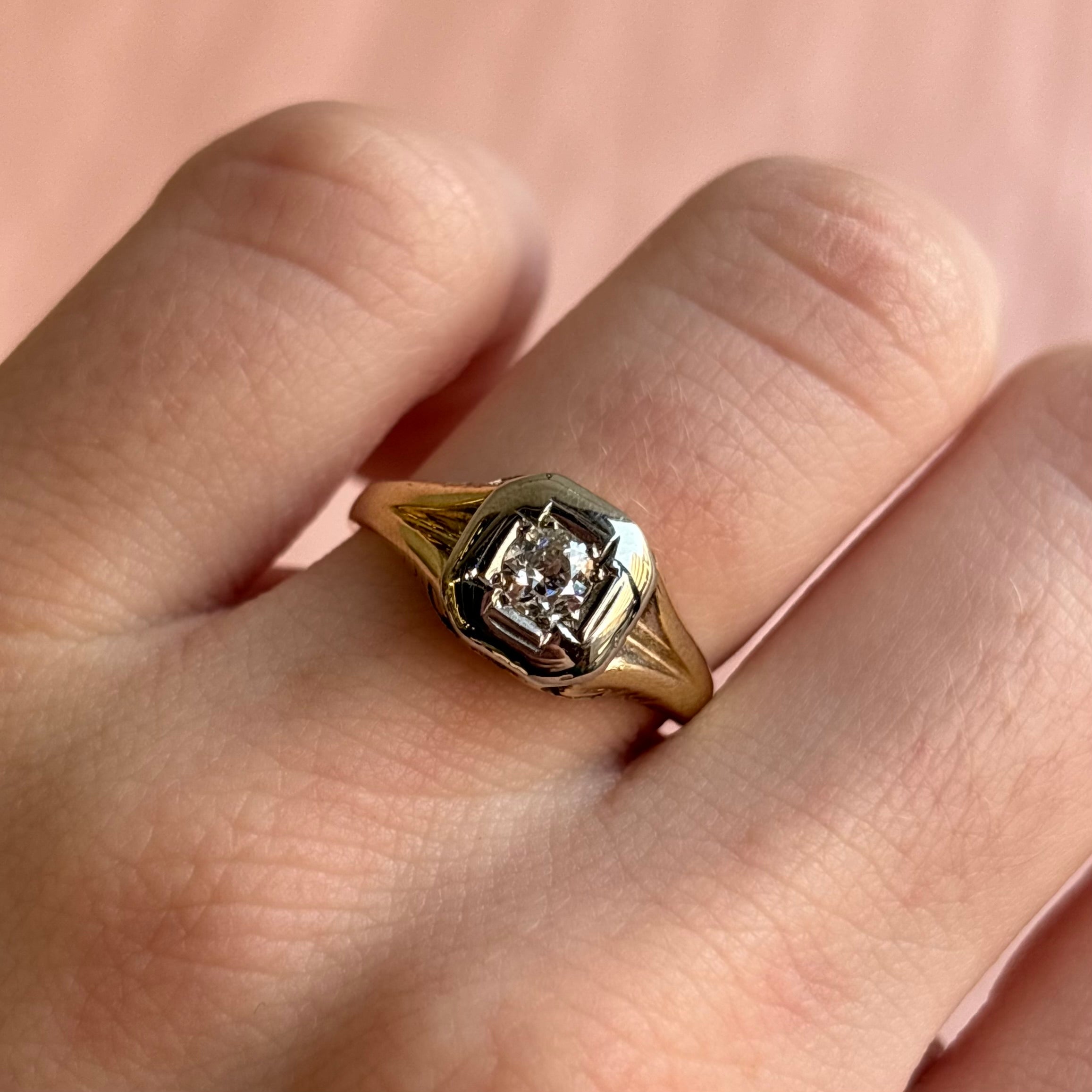 0.25CT Old European Cut Art Deco Solitaire Ring | Vintage