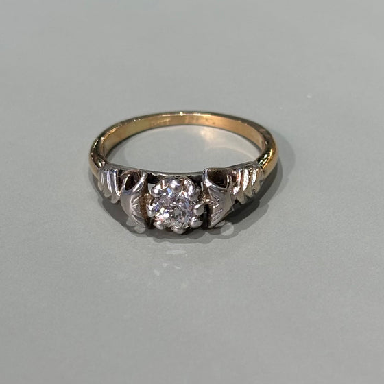 Art Deco Triangular Two-Tone Diamond Ring .35 ct