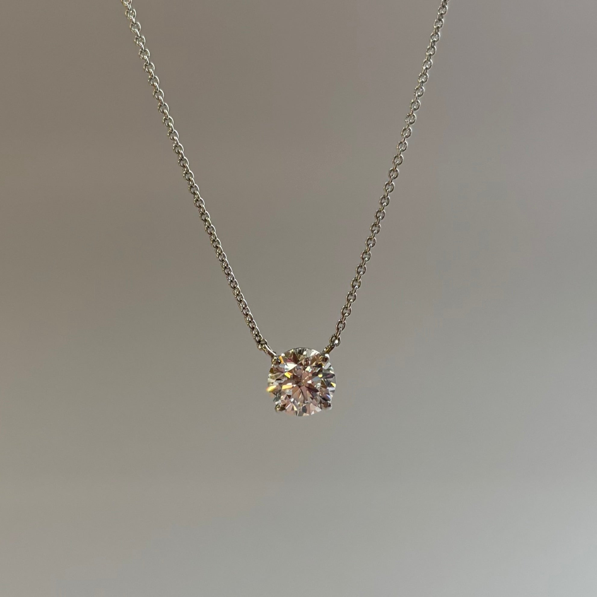 Lab-Grown Diamond Solitaire Necklace | 1.32 Carat | 14K White Gold | IGI Certified