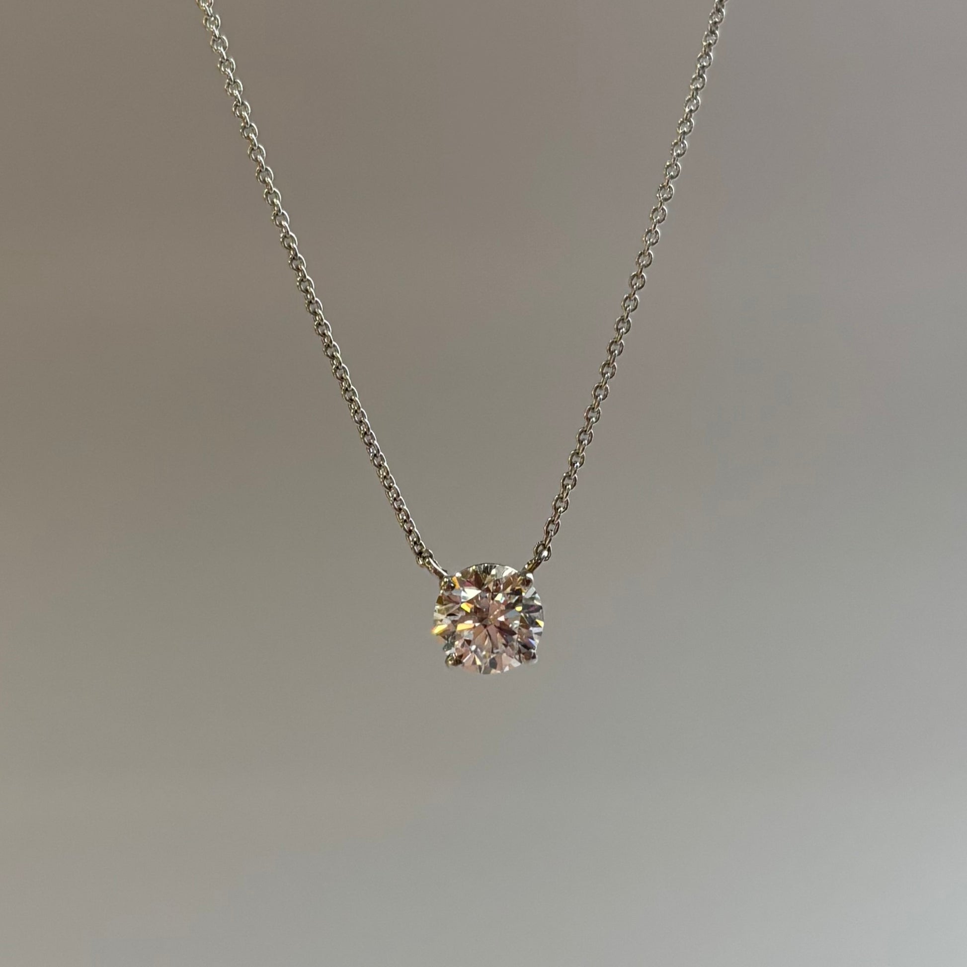 Lab-Grown Diamond Solitaire Necklace | 1.32 Carat | 14K White Gold | IGI Certified