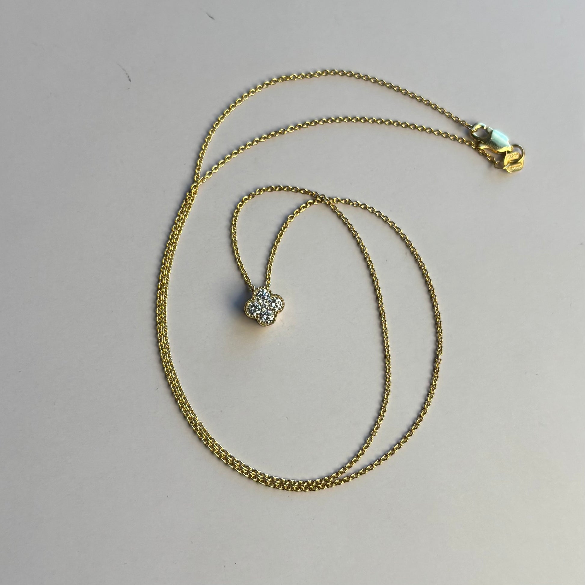 Lab-Grown Diamond Quatrefoil Necklace | 14K Yellow Gold | 18" Cable Chain