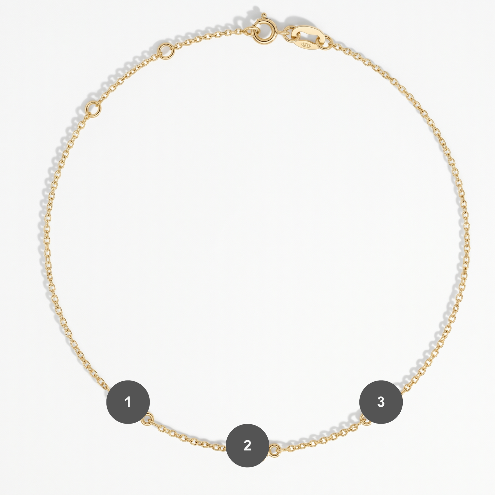 The Three Station Bracelet | Cable Chain