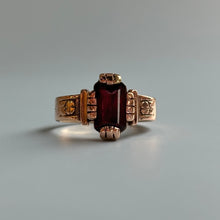  Victorian Emerald Cut Garnet Ring