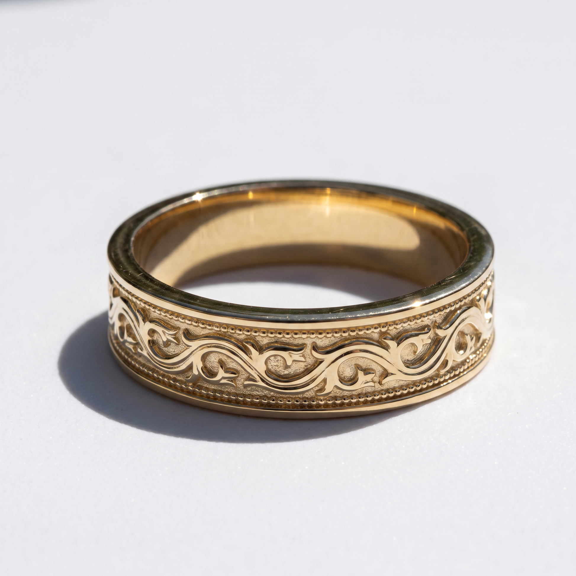 The Milgrain Scroll Men's Wedding Band