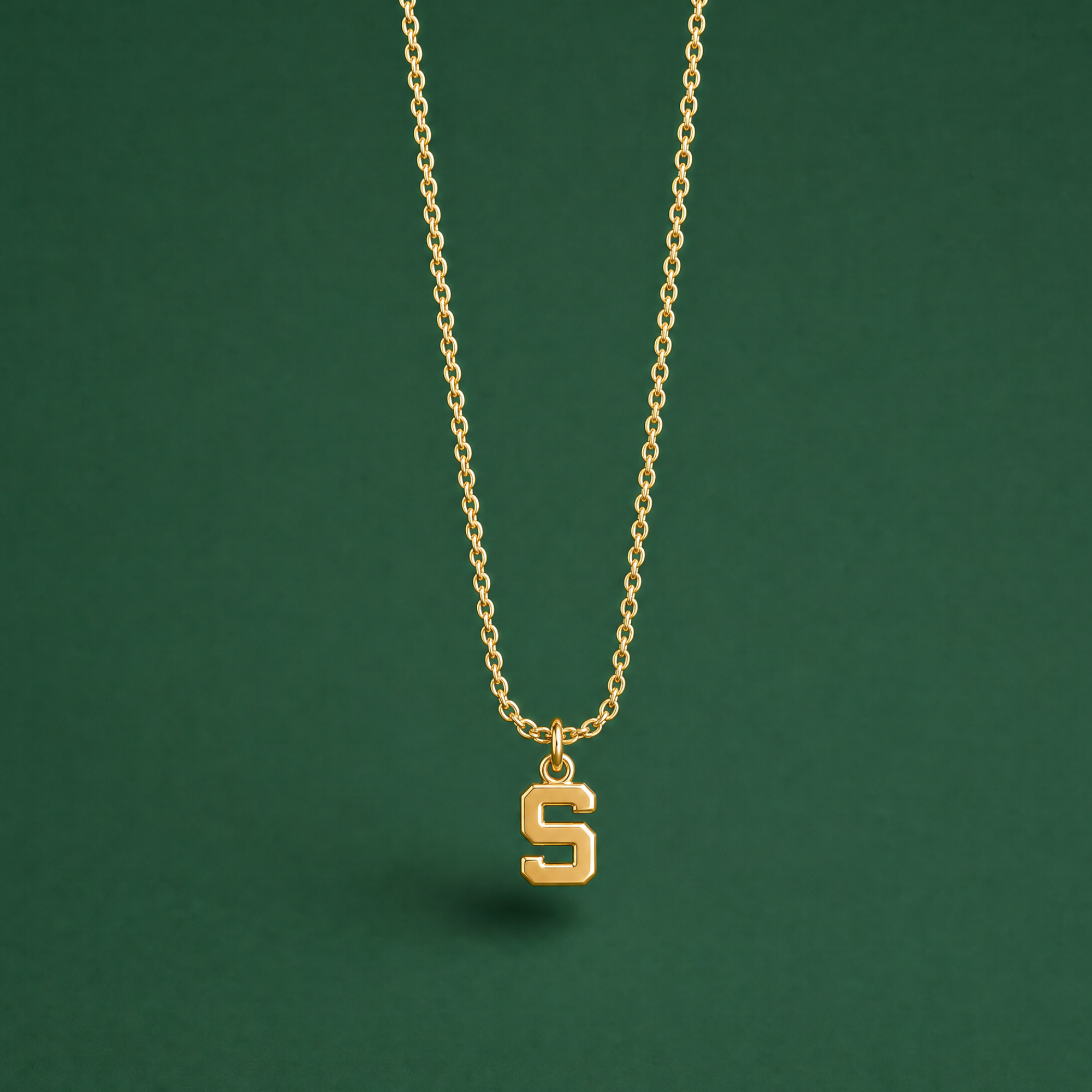 Small Block S Necklace | Sterling Silver Gold Plated