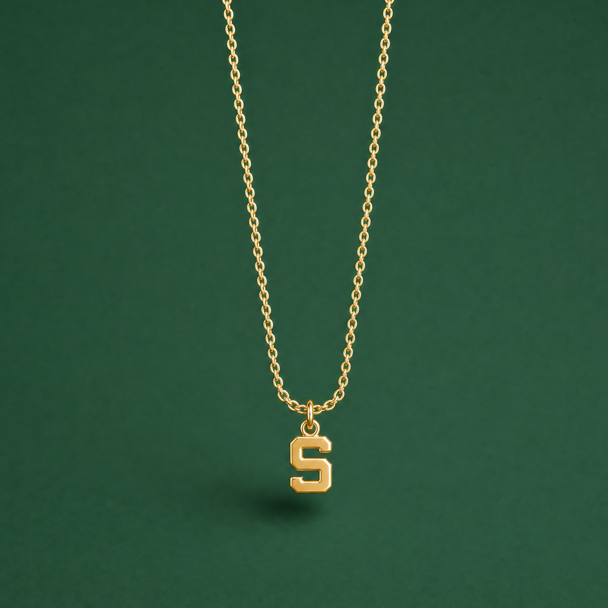 Small Block S Necklace | Sterling Silver Gold Plated