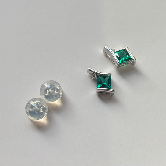 Princess Cut Emerald Earrings