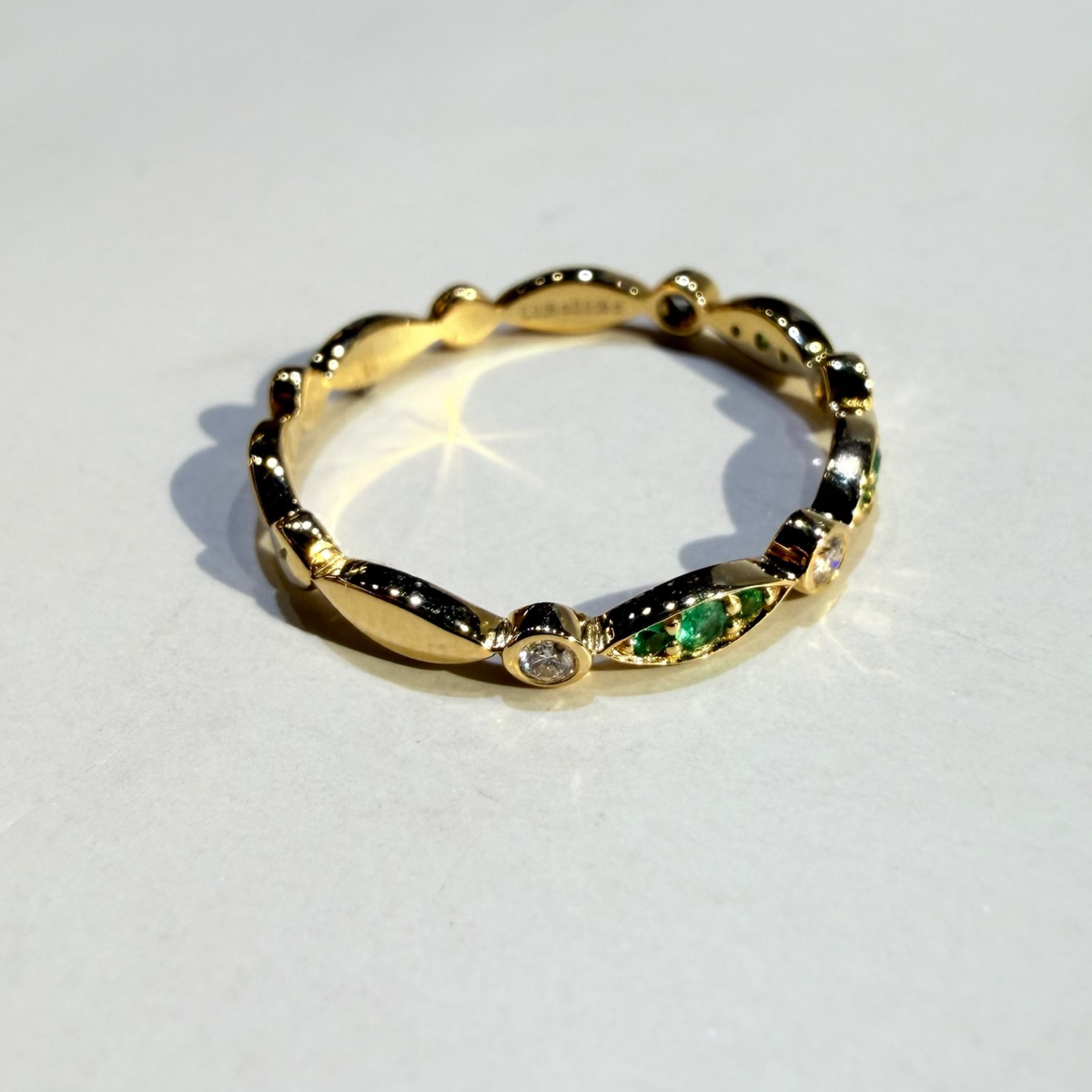 Emerald and Diamond Stacking Ring