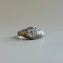 Art Deco Diamond Hexagonal Bezel Filigree Ring | 18k White Gold | Vintage