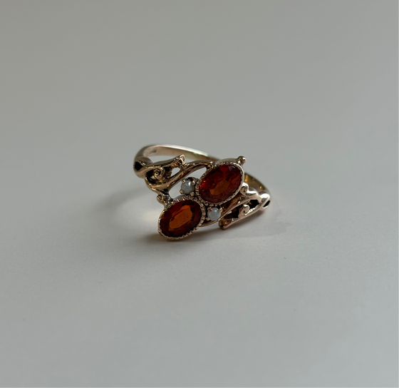 Citrine and Seed Pearl Ring