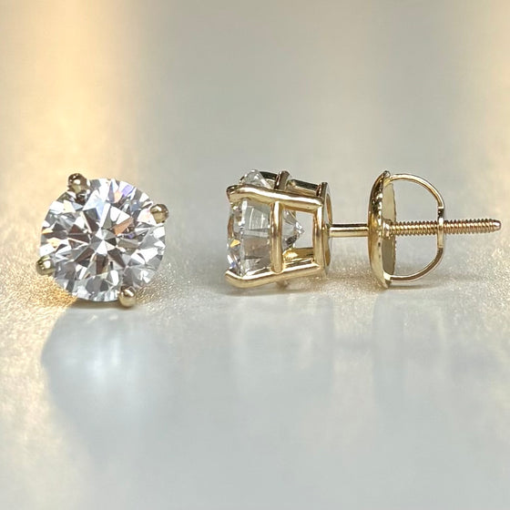 14k Yellow Gold Diamond Screw Back Studs 2.04 ct