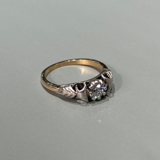 Art Deco Triangular Two-Tone Diamond Ring .35 ct