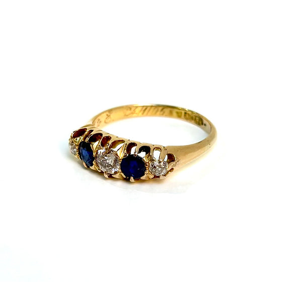 1906 Engraved Victorian Sapphire and Diamond Band