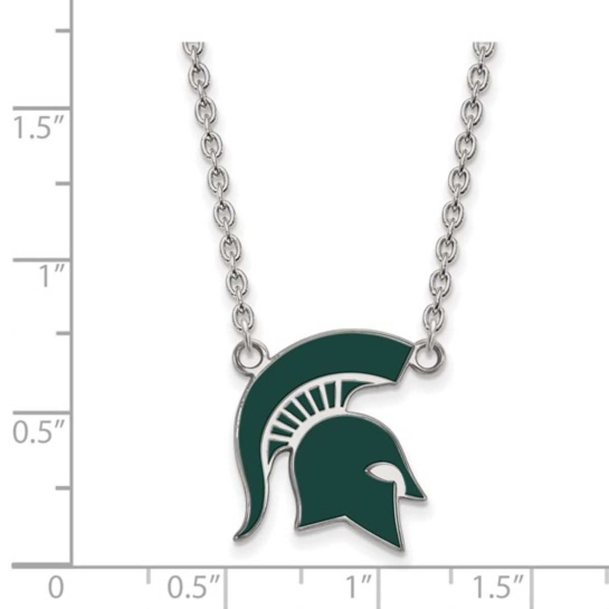 Enameled MSU Spartan Helmet Necklace | Sterling Silver