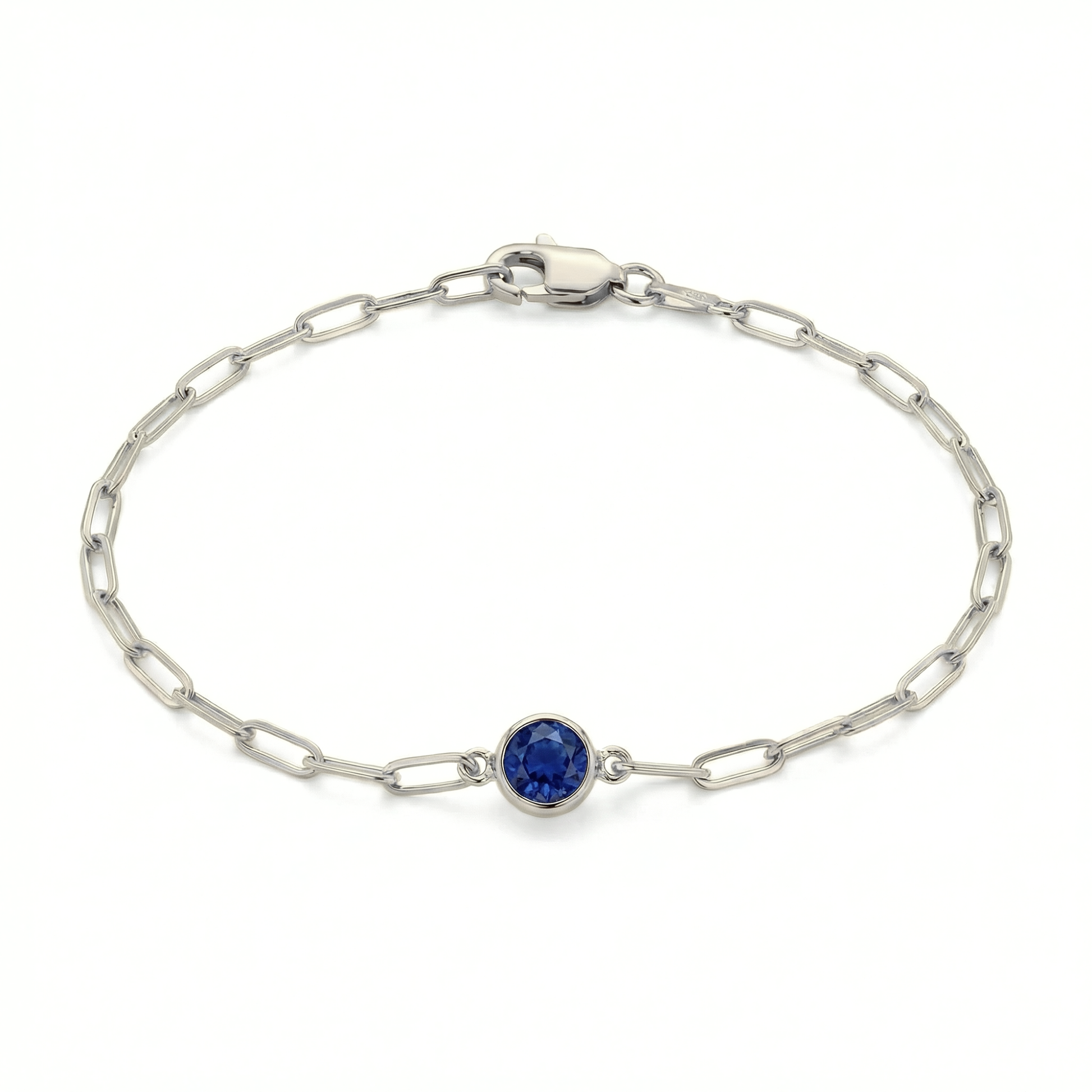 The Paperclip Bezel Bracelet | Lab-Grown Blue Sapphire