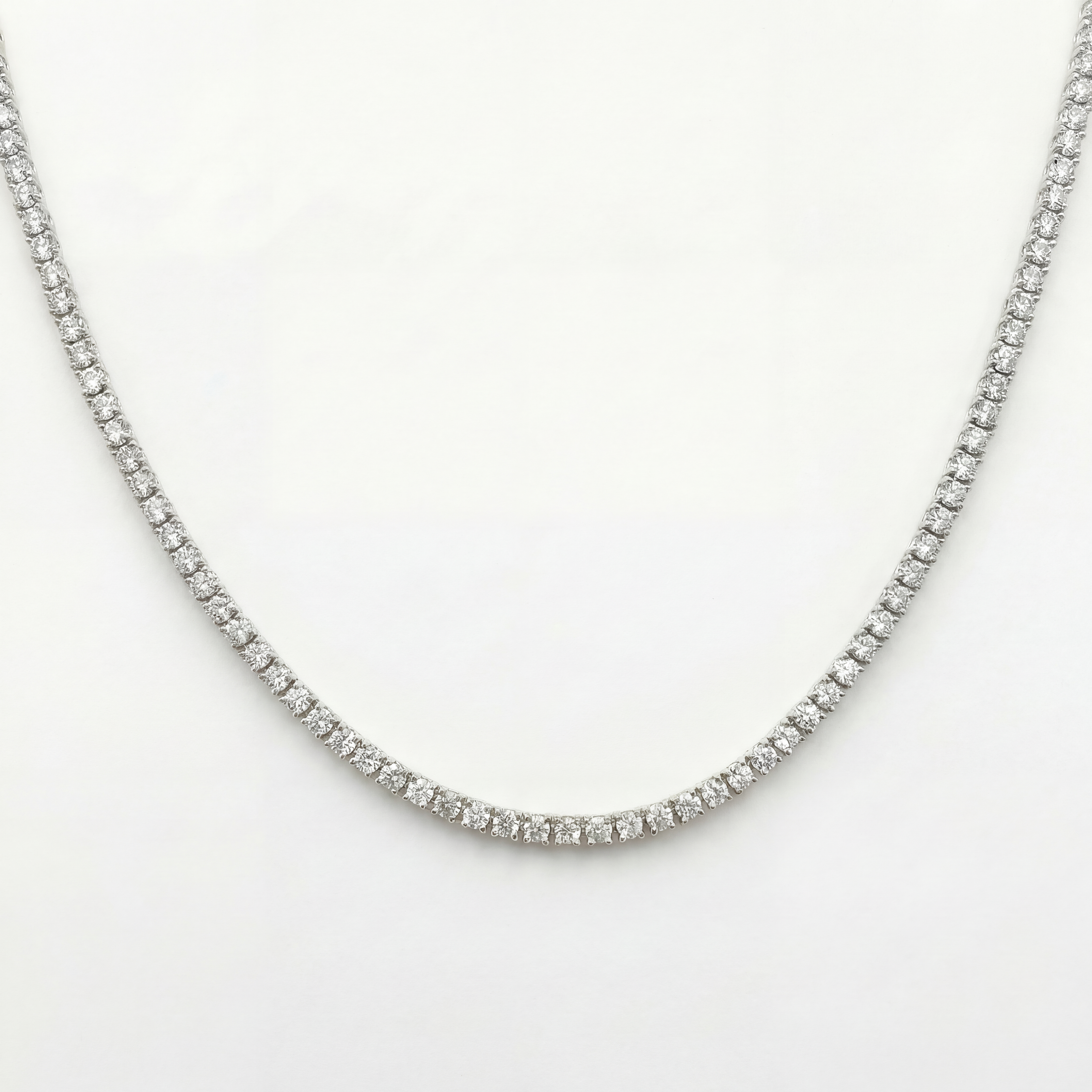 Diamond tennis necklace on a white background