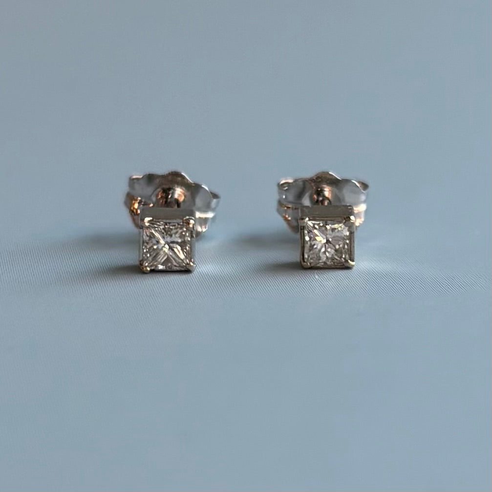 Lab-Grown Princess Cut Diamond Stud Earrings | 0.20 CTW | 14K White Gold