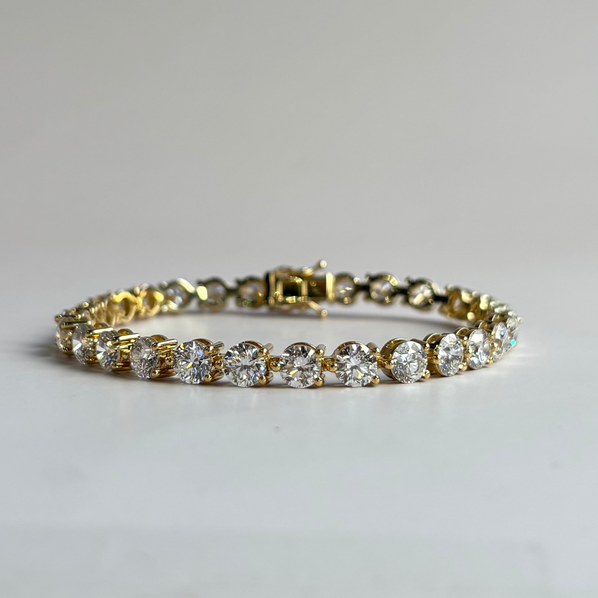 Lab-Grown Diamond Tennis Bracelet | 15.00 CTW | 14K Yellow Gold |  E Color, VS1 Clarity