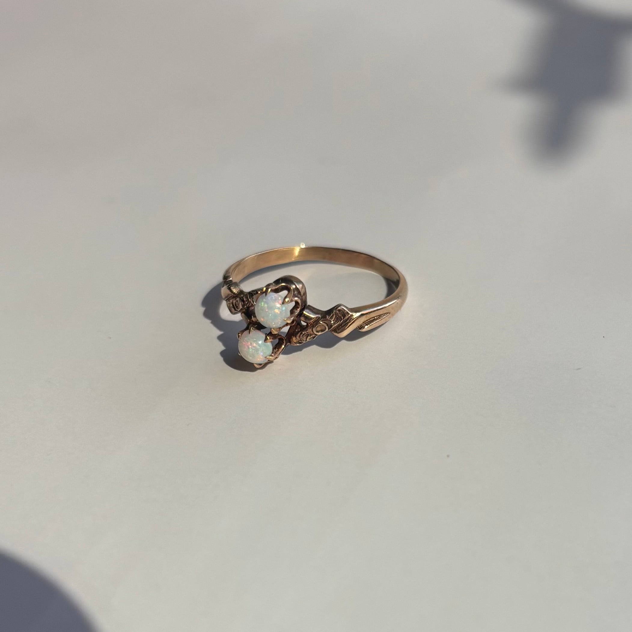 Double Opal Ring | 10K Yellow Gold | Vintage